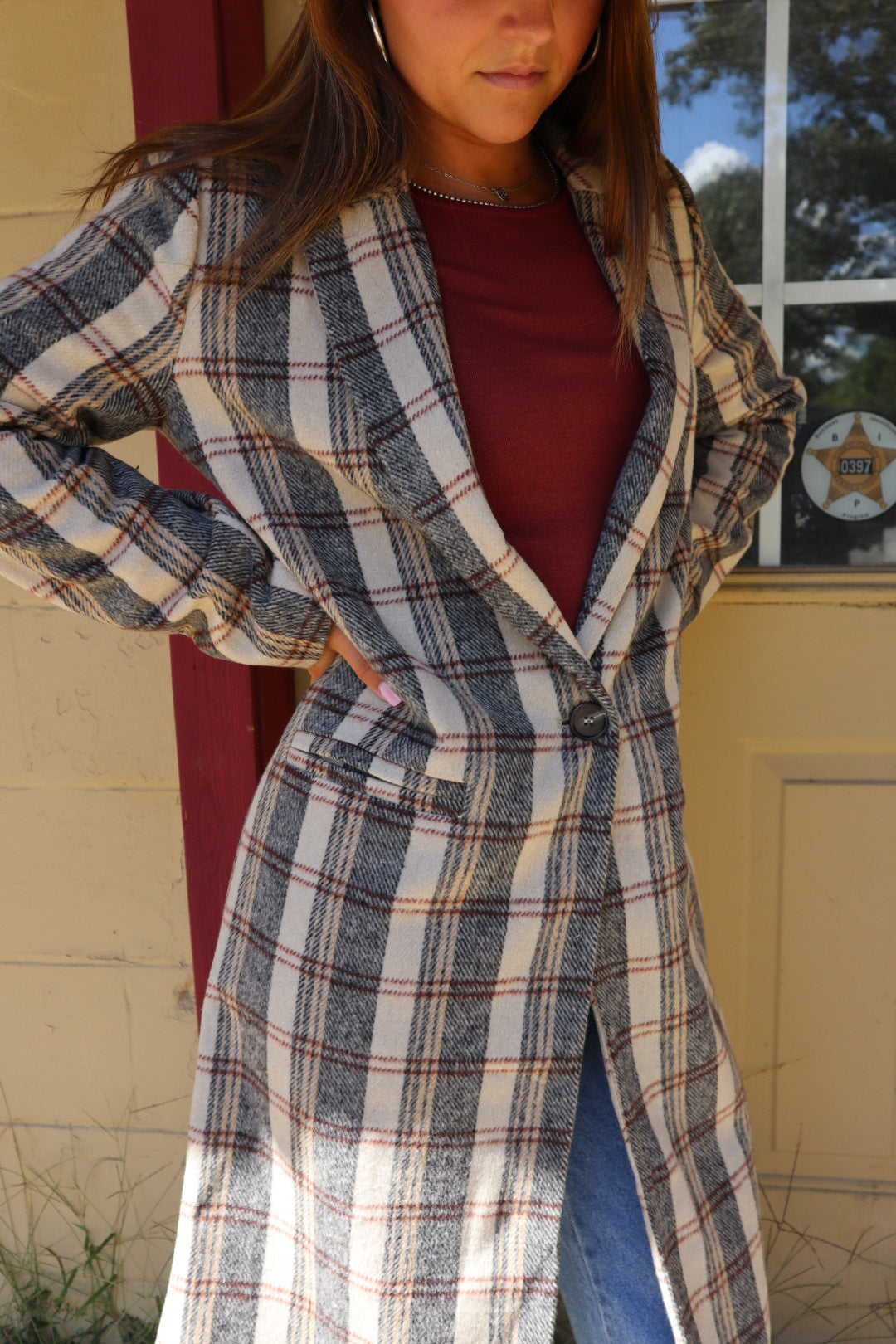Orchard Plaid Long Coat