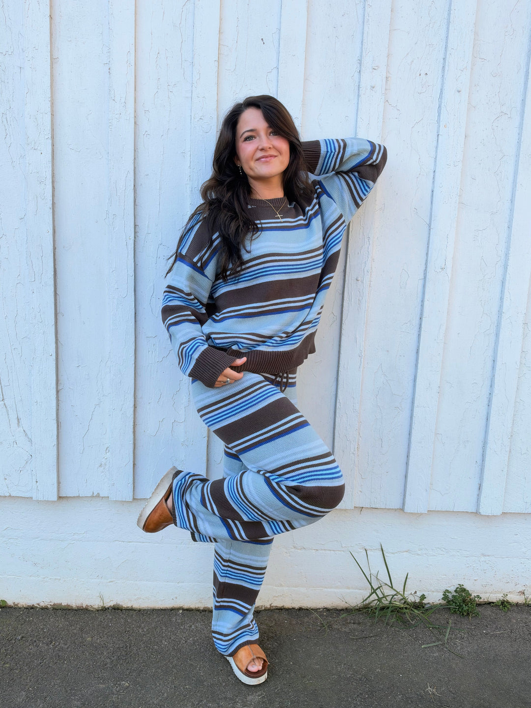 Aspen Striped Sweater and Wide Leg Pant Set
