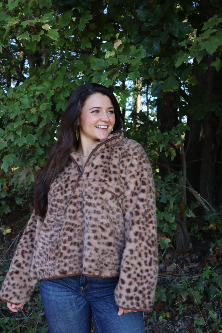 Stevie Leopard Print Pullover Jacket