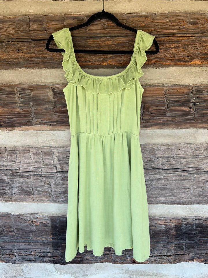Key Lime Ruffle Mini Dress