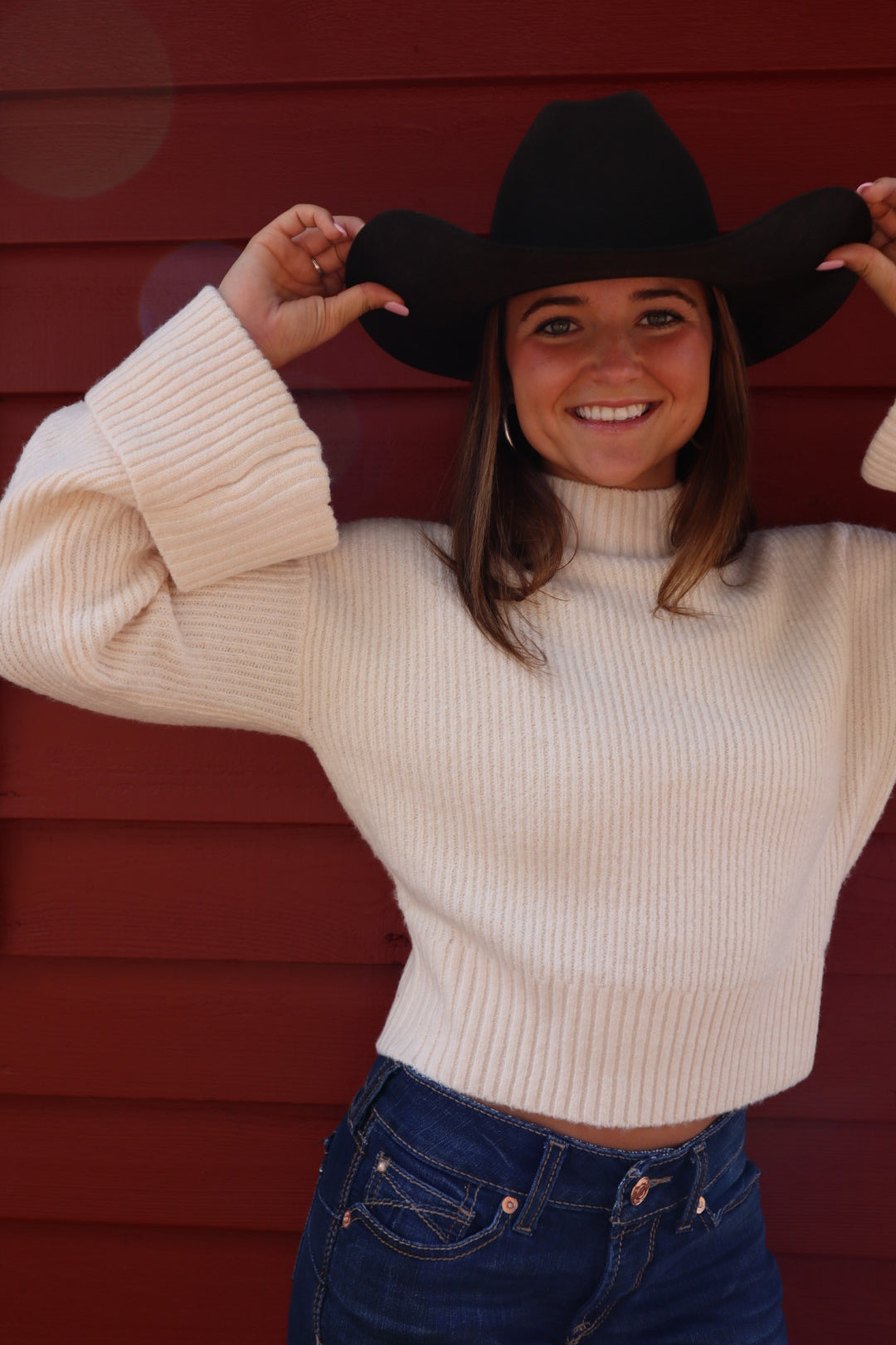 Birch Mock Neck Foldover Sleeve Sweater