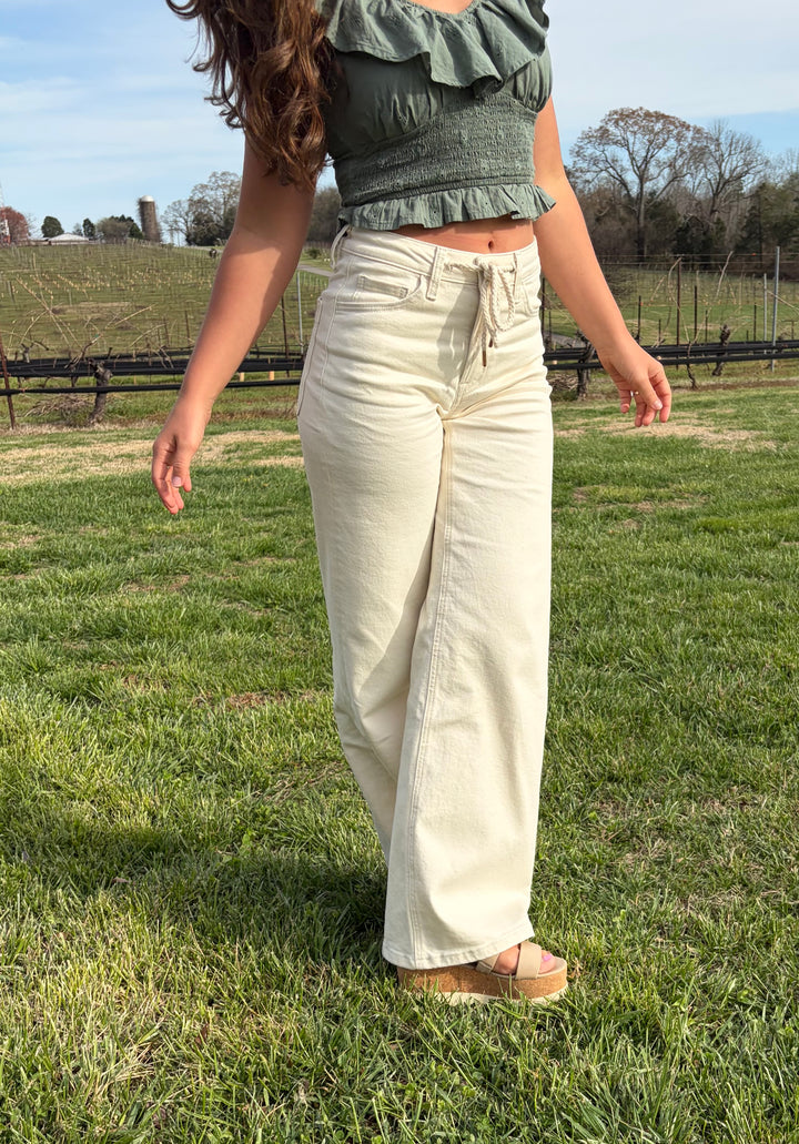 Savannah Drawstring Wide Leg Jean