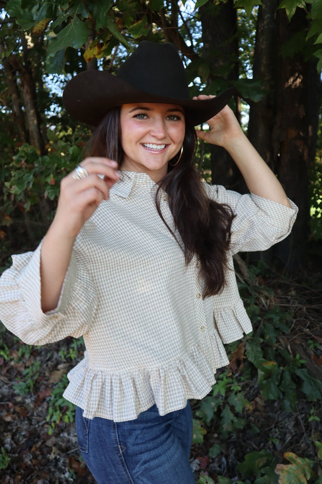 Elsie Ruffle Hem Button Down Shirt