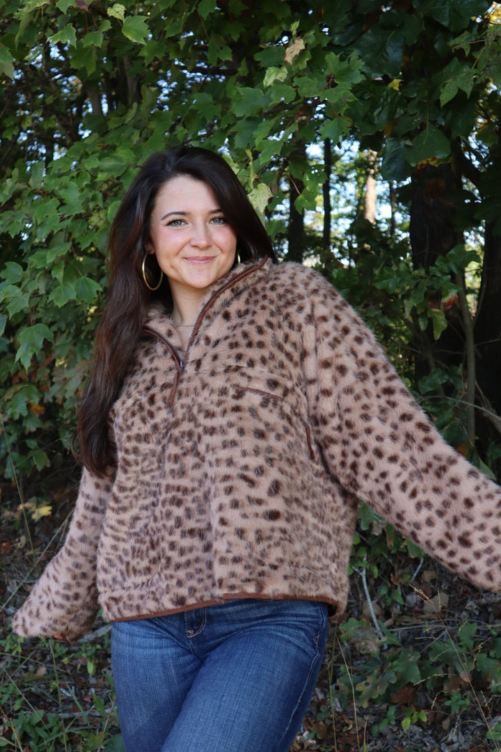 Stevie Leopard Print Pullover Jacket