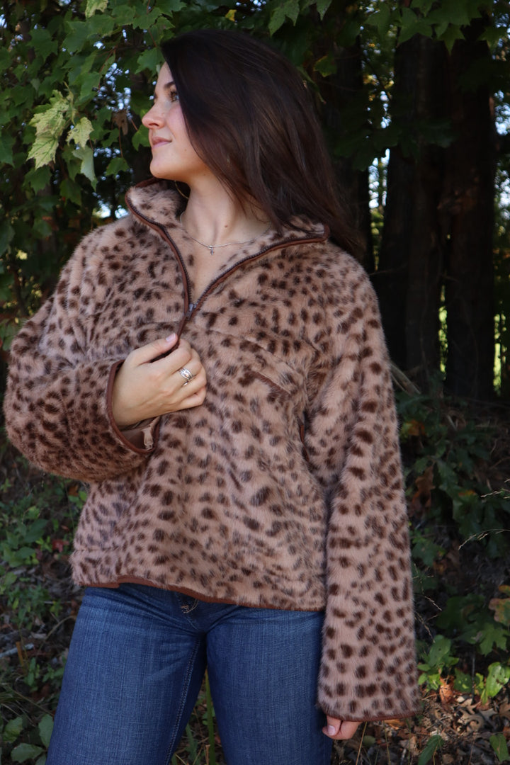 Stevie Leopard Print Pullover Jacket