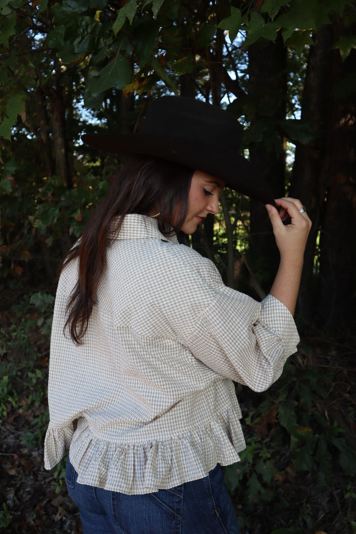 Elsie Ruffle Hem Button Down Shirt