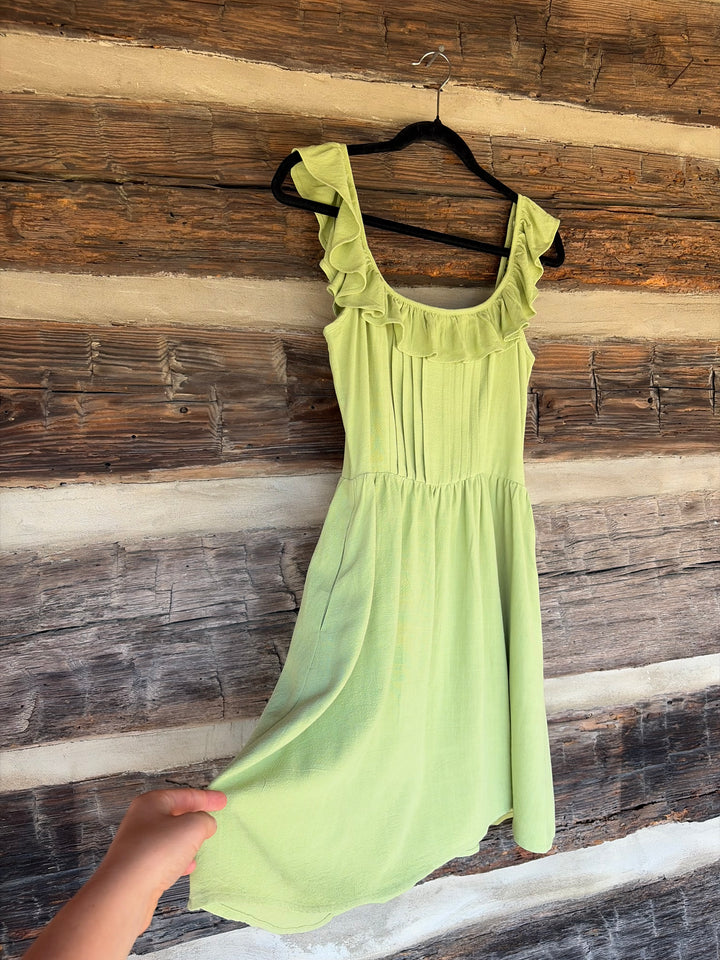 Key Lime Ruffle Mini Dress