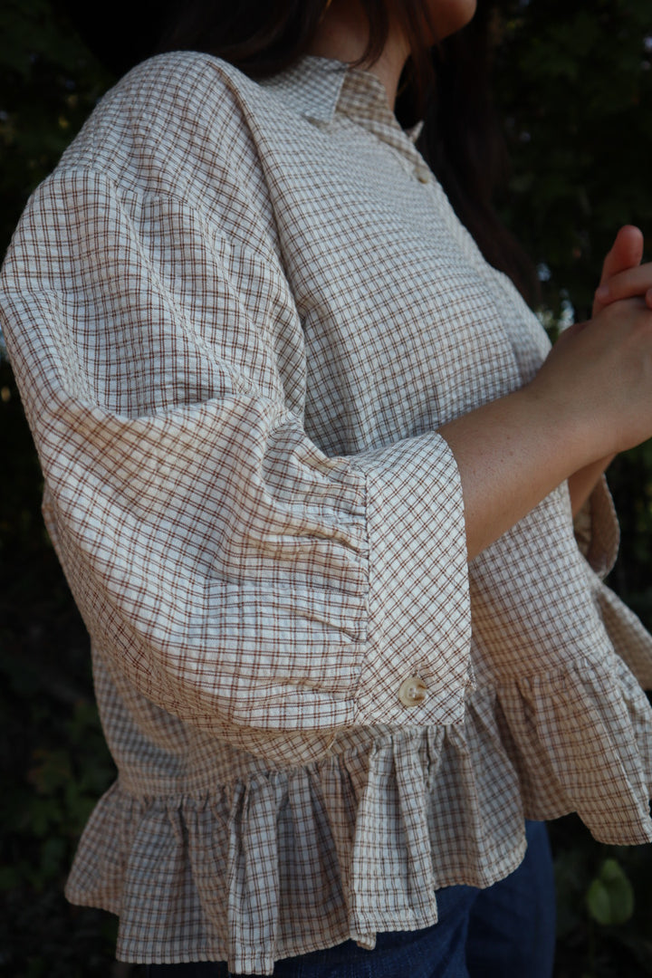 Elsie Ruffle Hem Button Down Shirt