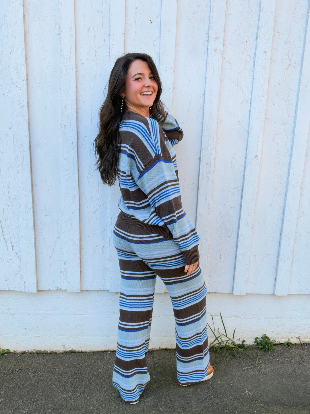 Aspen Striped Sweater and Wide Leg Pant Set