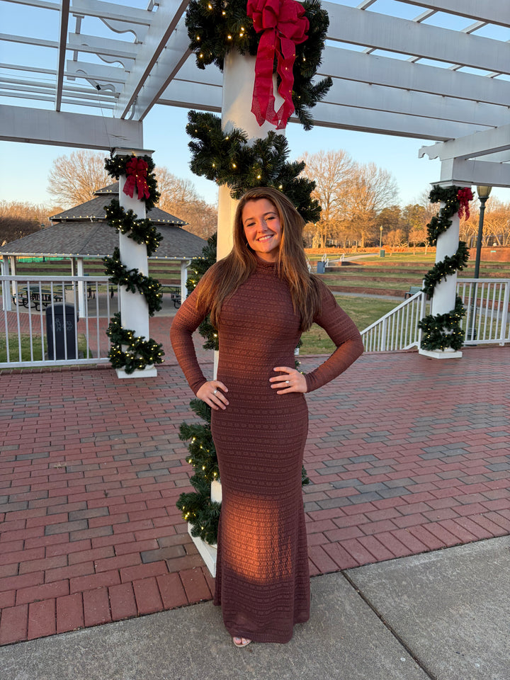Merlot Mock Neck Maxi Dress