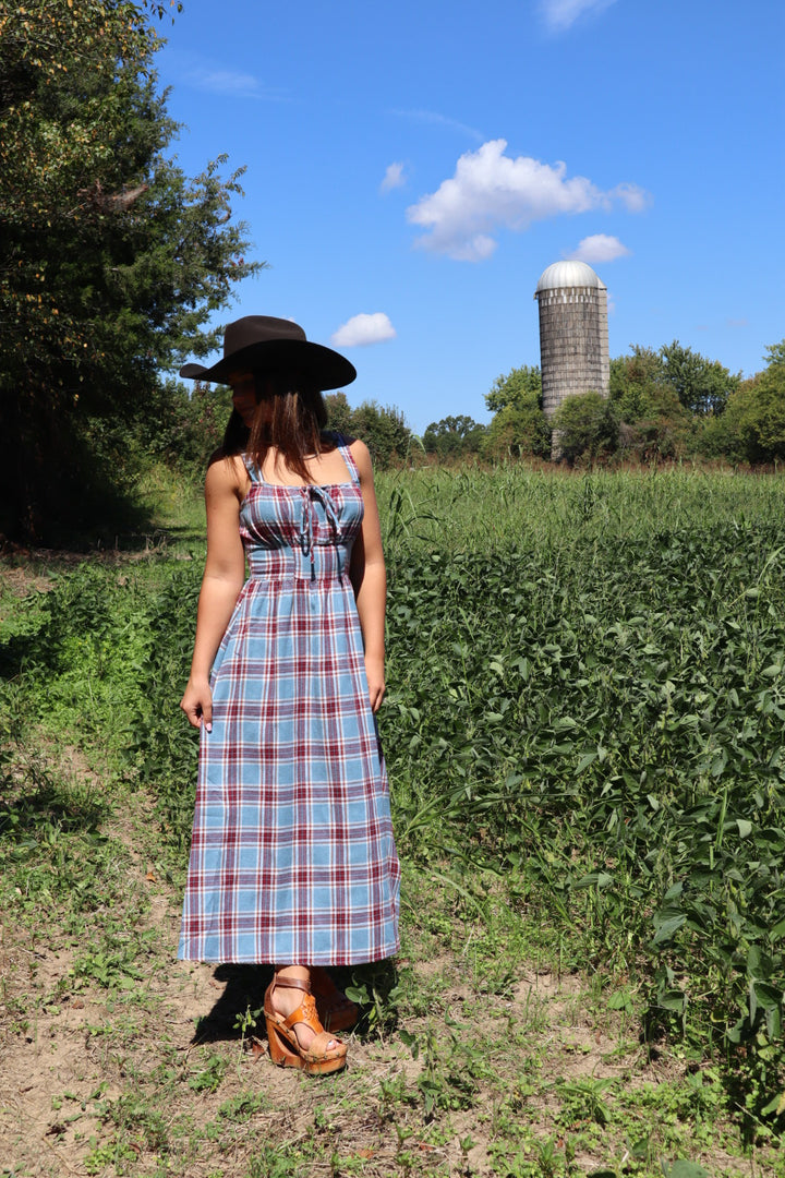 Elvira Flannel Milkmaid Midi Dress