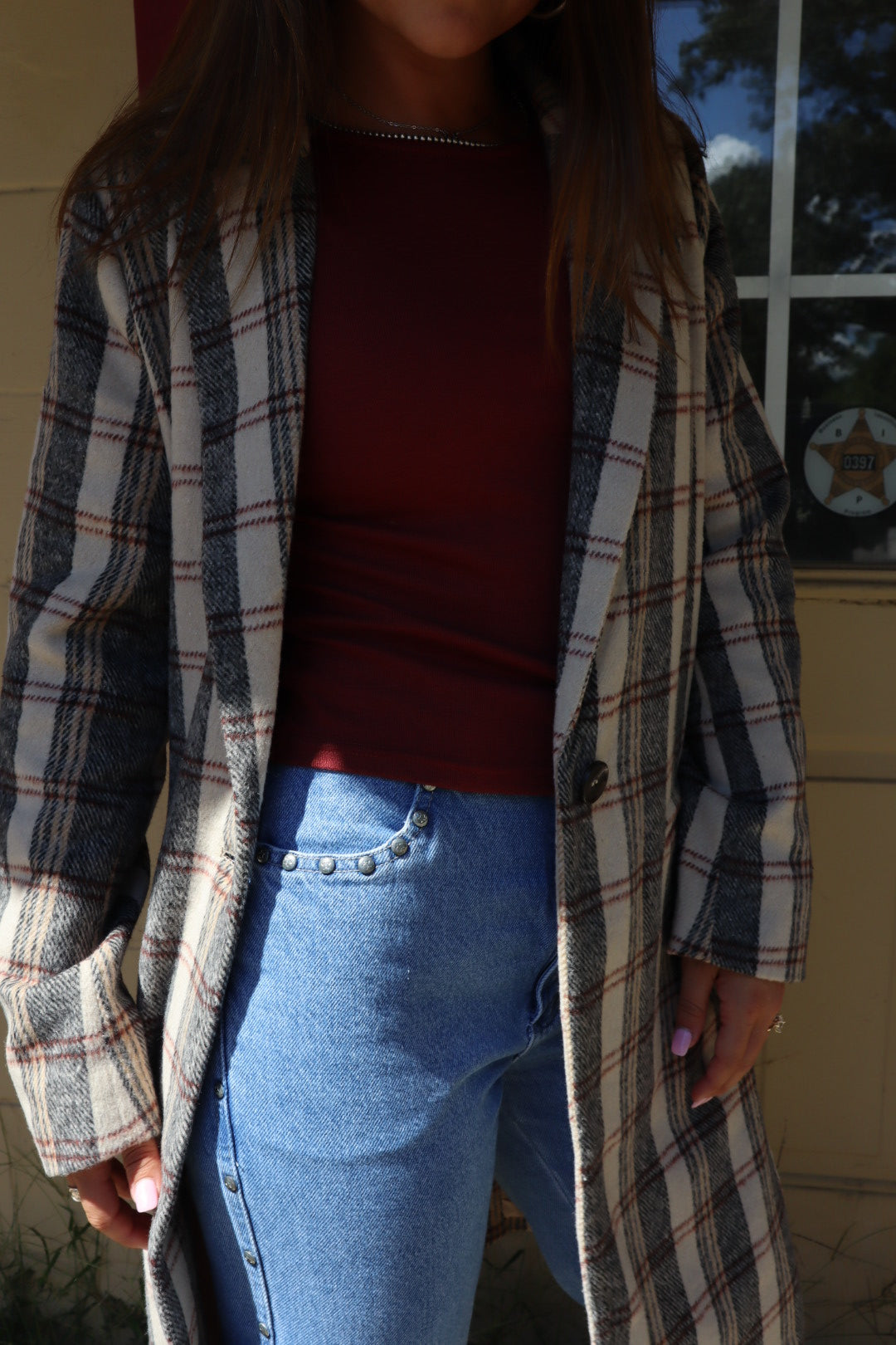 Orchard Plaid Long Coat