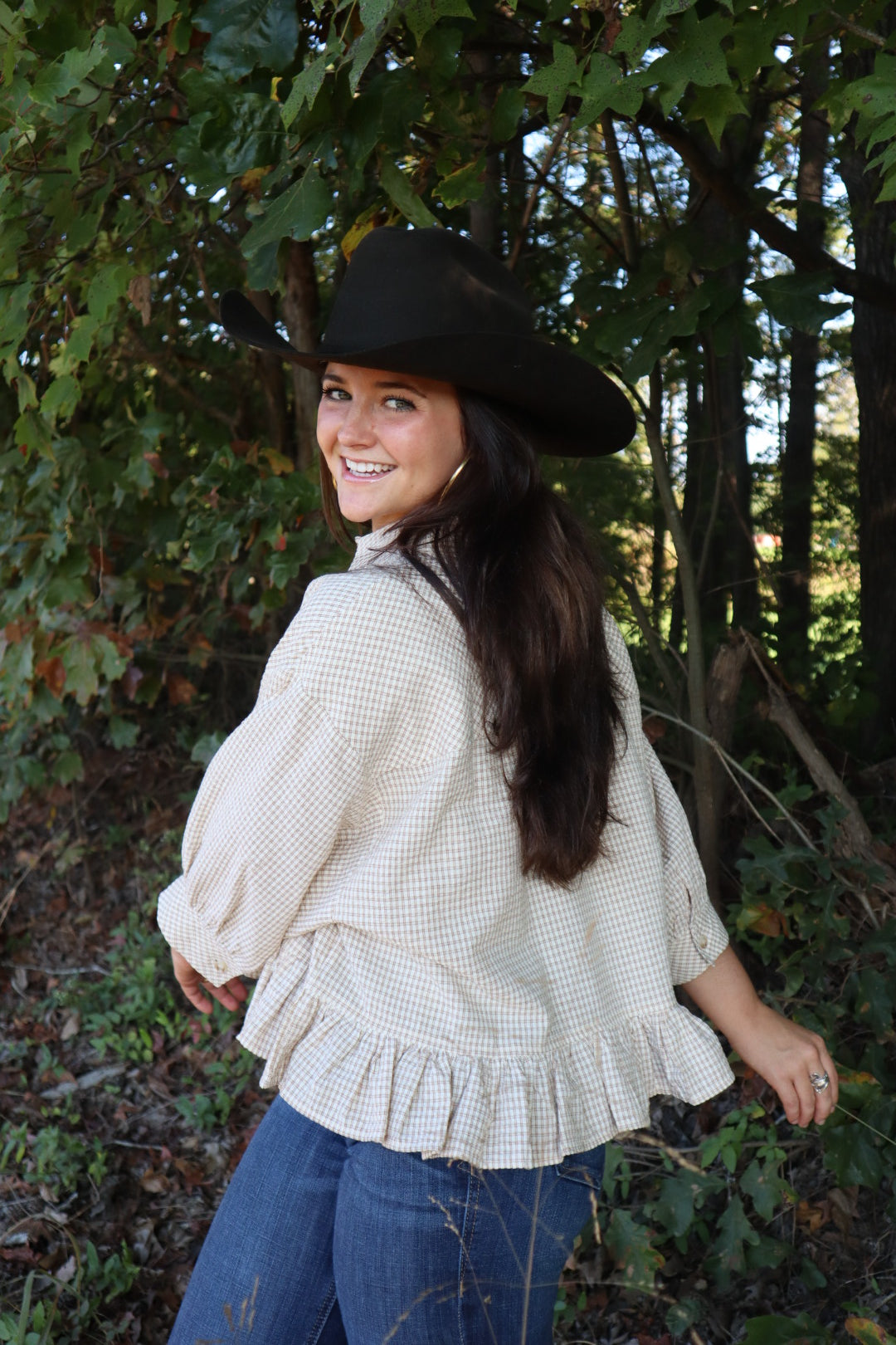 Elsie Ruffle Hem Button Down Shirt