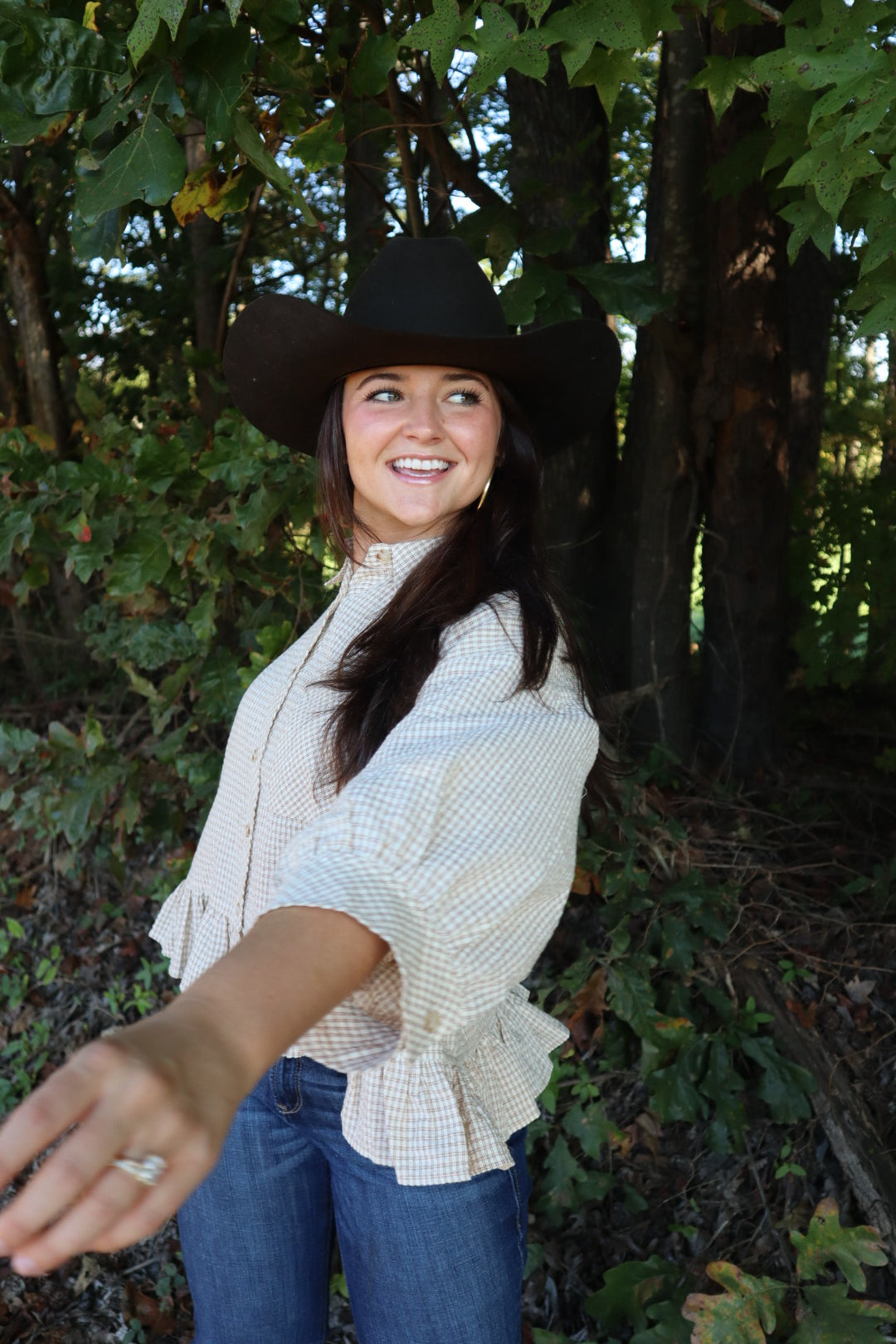 Elsie Ruffle Hem Button Down Shirt