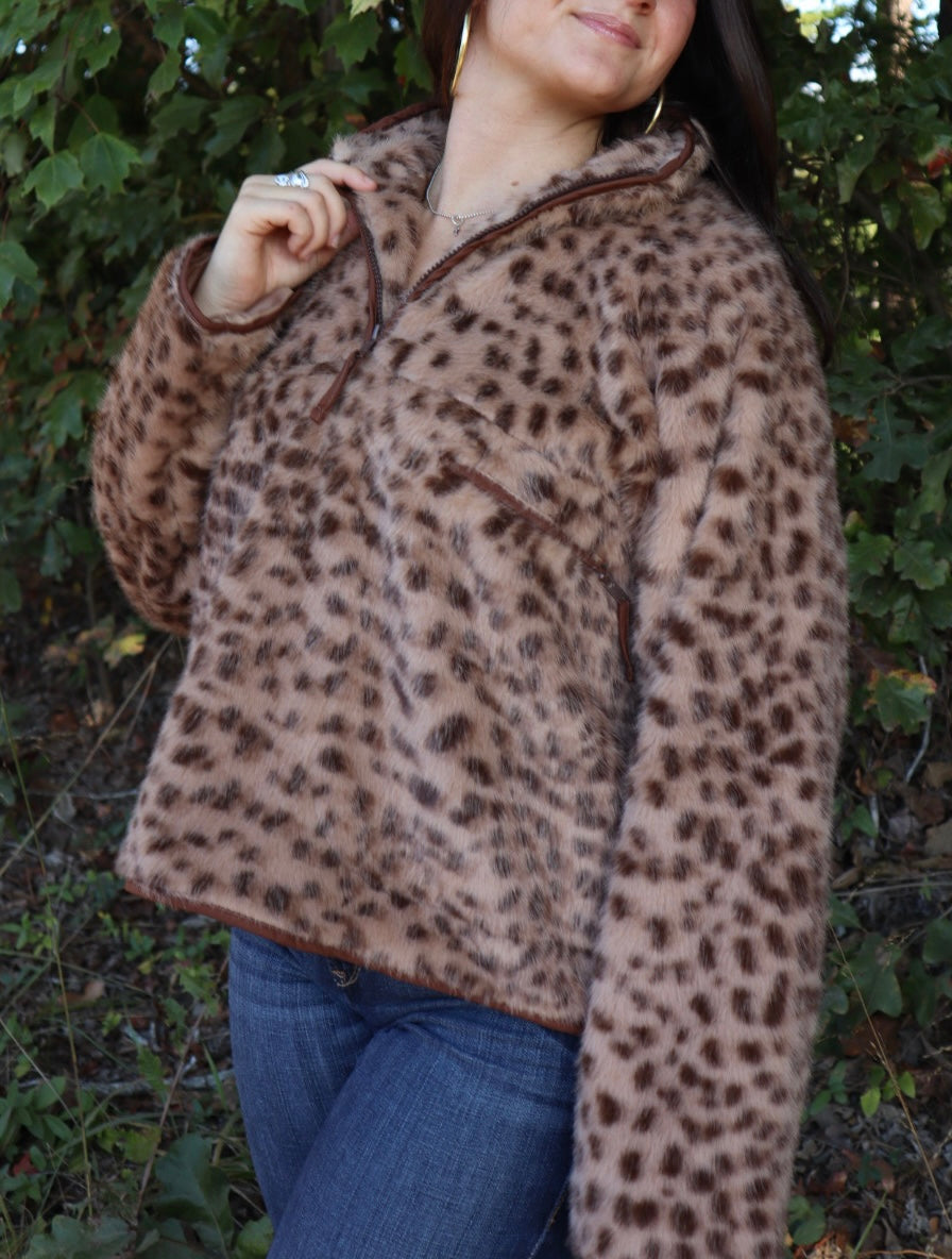 Stevie Leopard Print Pullover Jacket