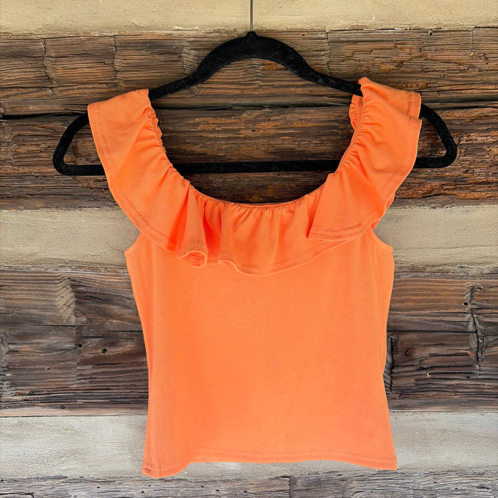 Tangerine Ruffle Top