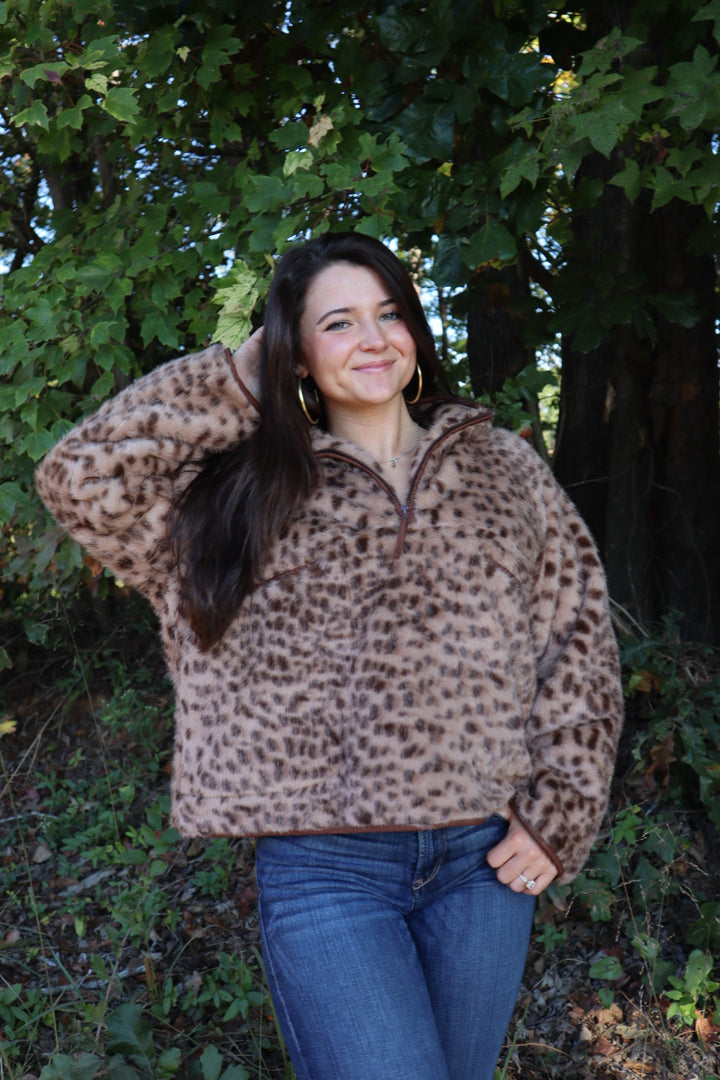 Stevie Leopard Print Pullover Jacket