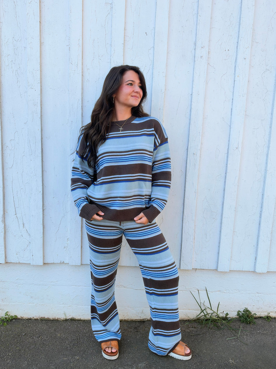 Aspen Striped Sweater and Wide Leg Pant Set