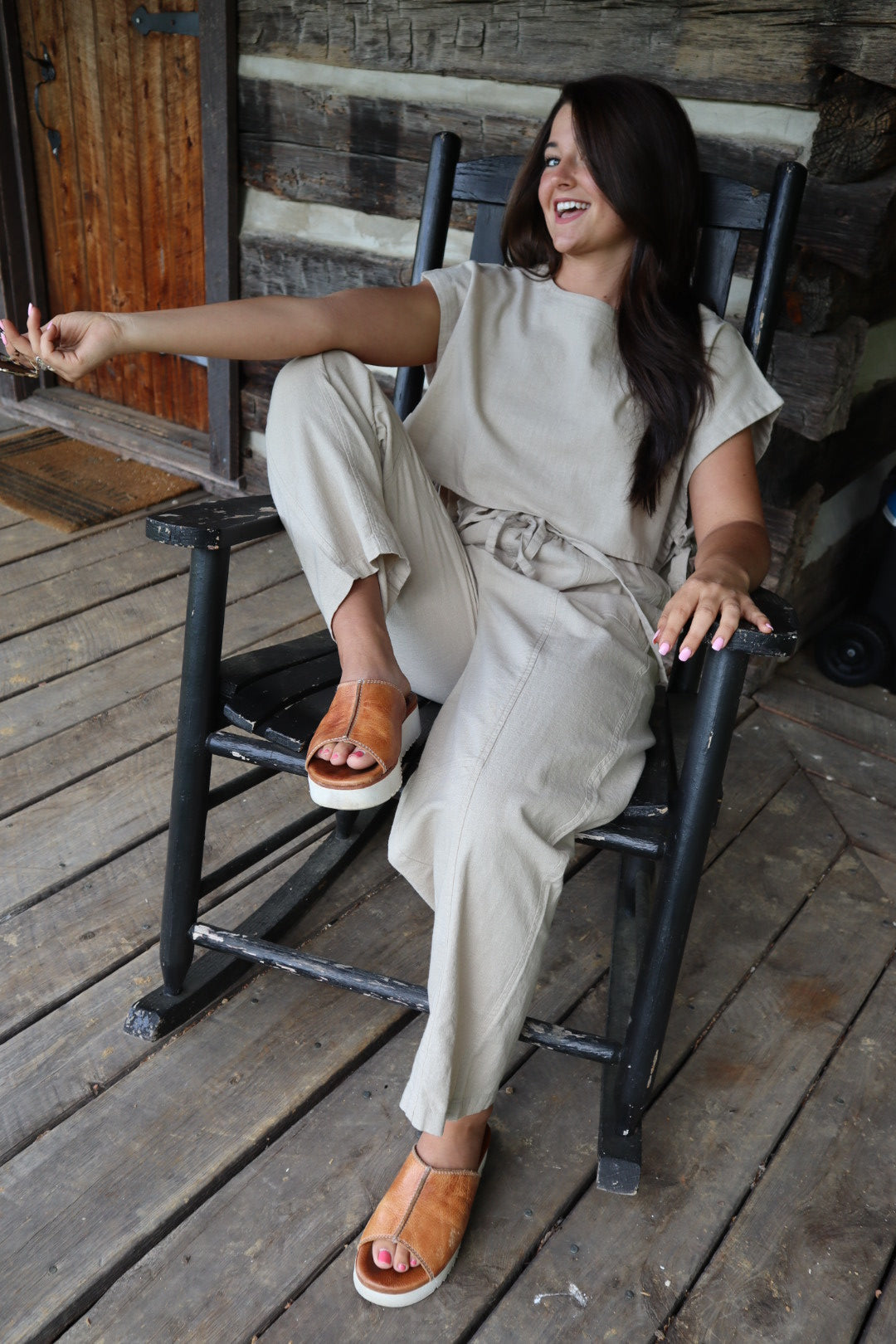 【DEARMINE】Dewde Linen Setup Pants Linen Dew Pants in Beige – Peach & Mint