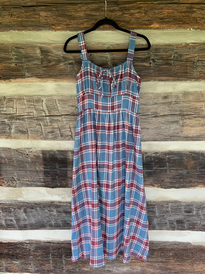 Elvira Flannel Milkmaid Midi Dress